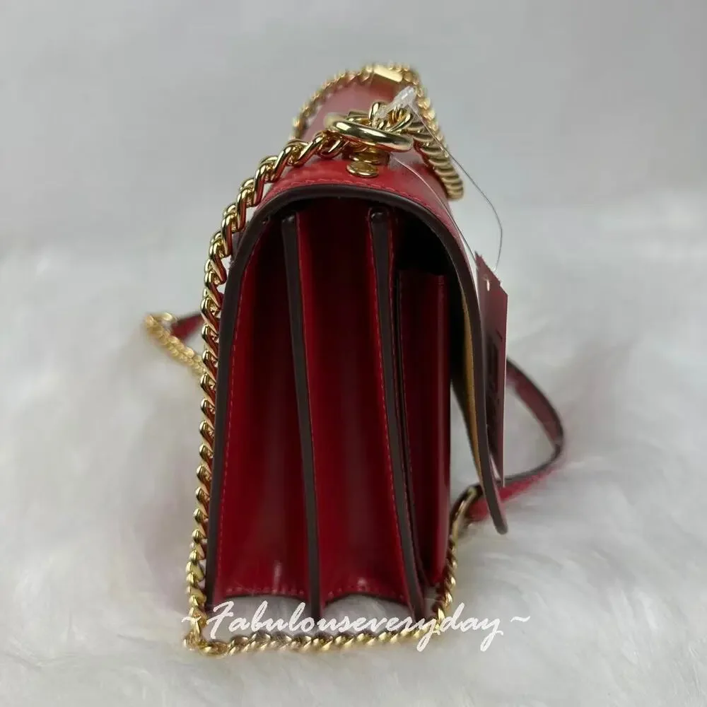 Coach Klare Crossbody Bag In Calf Leather/Gold/Red CBI97 New